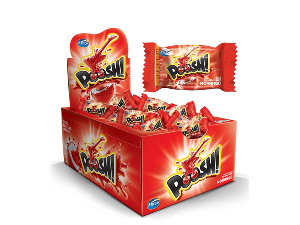 3843-CHICLE ARCOR POOSH MORANGO 1X40UN