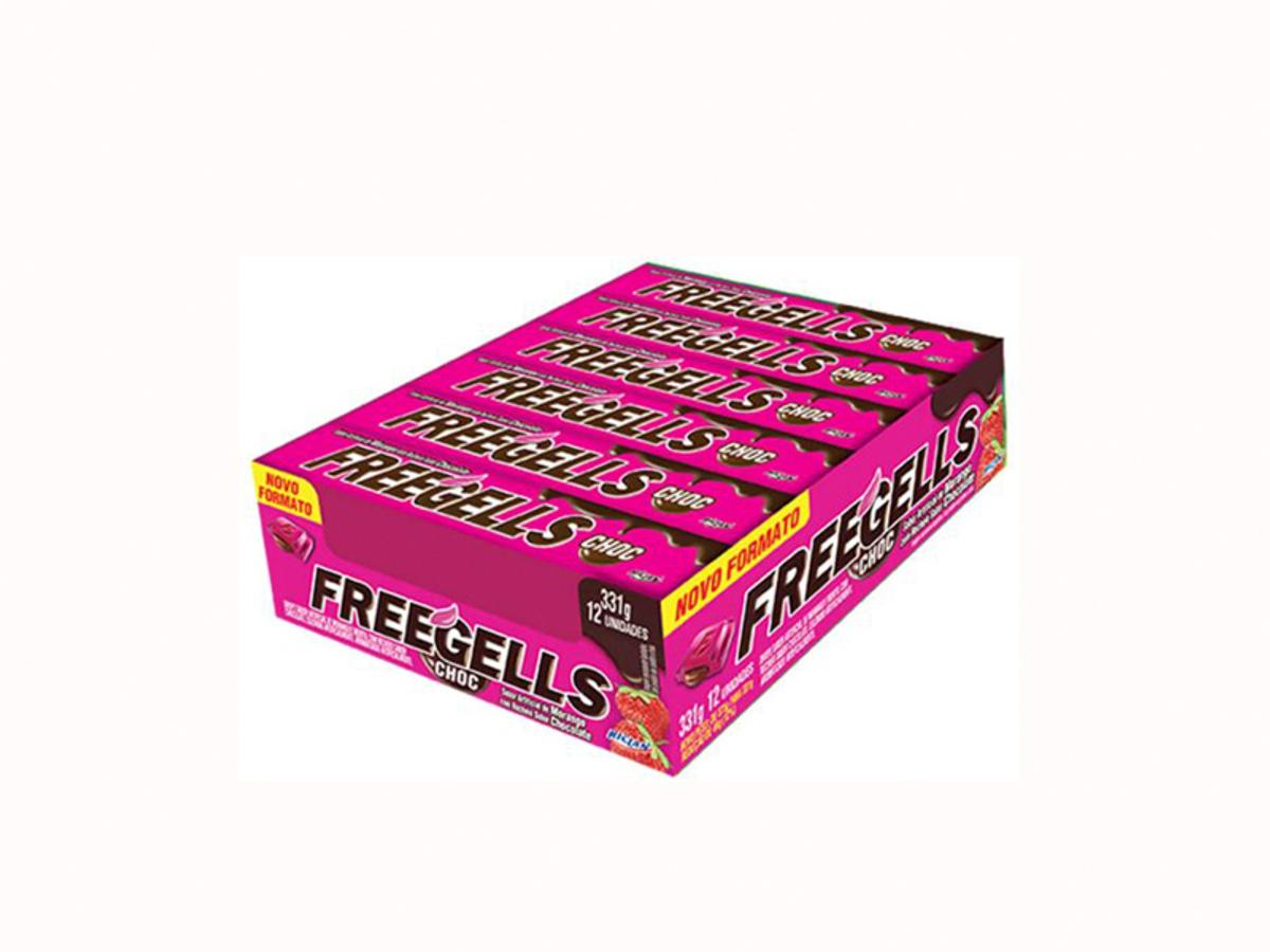630-DROPS CHOC FREEGELLS MORANGO 1X12UN
