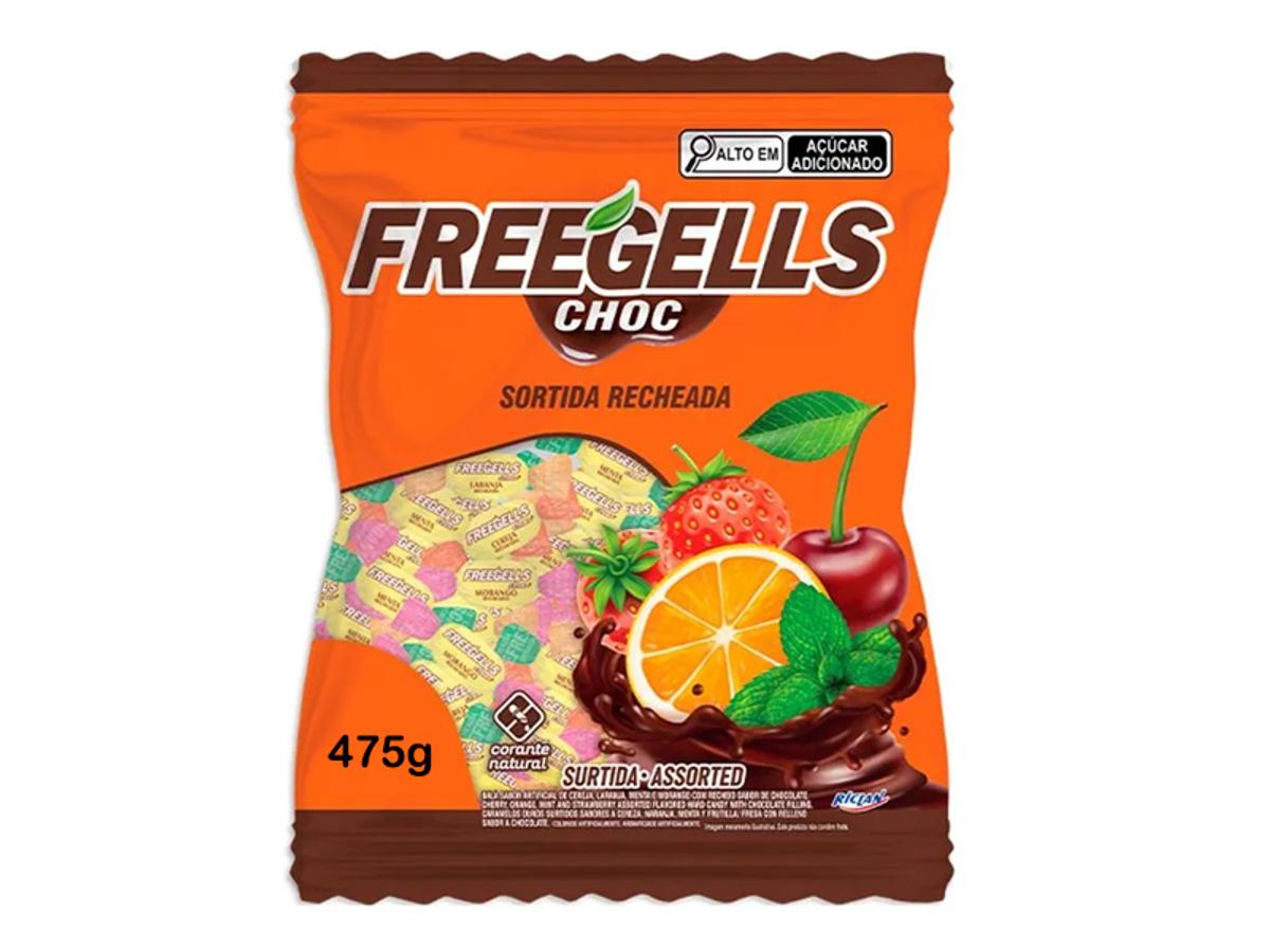 11255 - BALA FREEGELLS SORTIDA RECH. CHOCOLATE PRETO 1X475GR