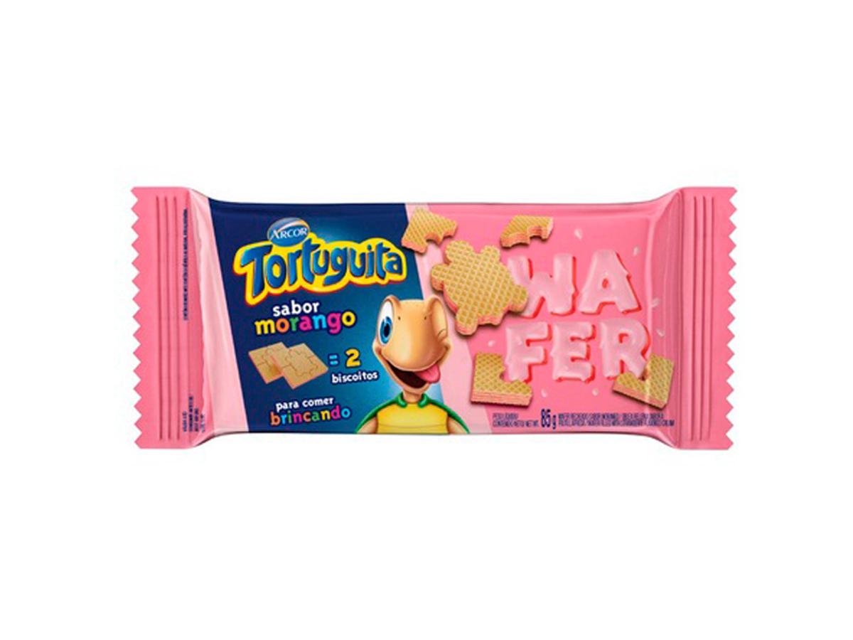 10347 - WAFFER TORTUGUITA MORANGO 85G