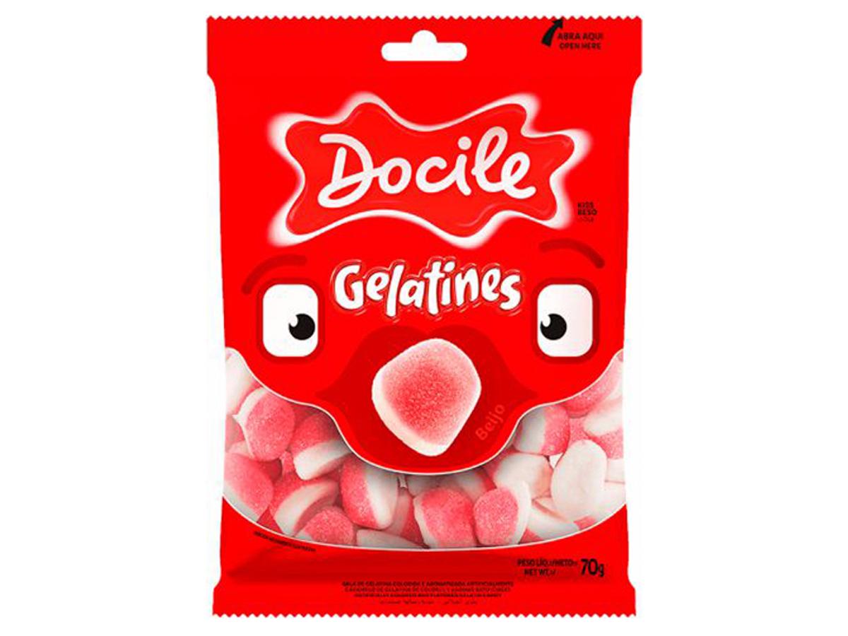 7068-DOCILE GELATINA BEIJO MORANGO 1X70GR