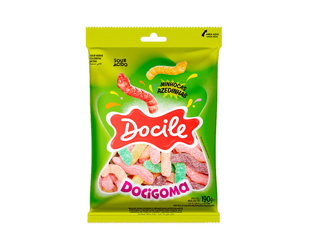 5932-DOCILE GOMA 190G MINHOCAS AZEDINHAS 1X190GR