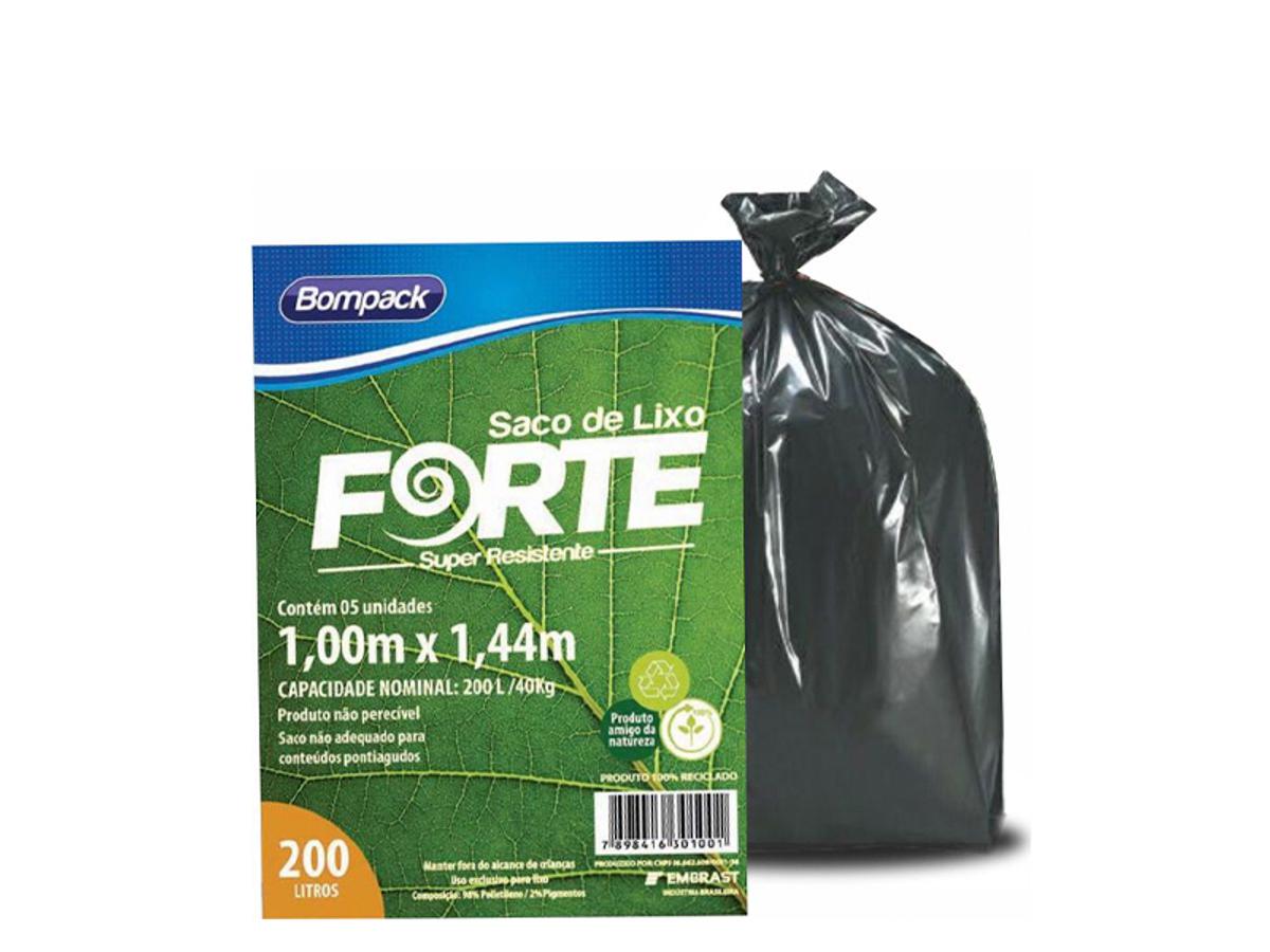 6401-SACO P/LIXO FORTE PRETO 200LT (REFORCADO) 1X5UNX200L