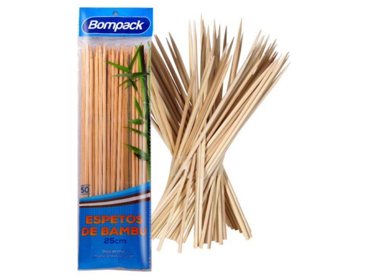 7394-ESPETO DE BAMBU BOMPACK 25CM 1X50UN