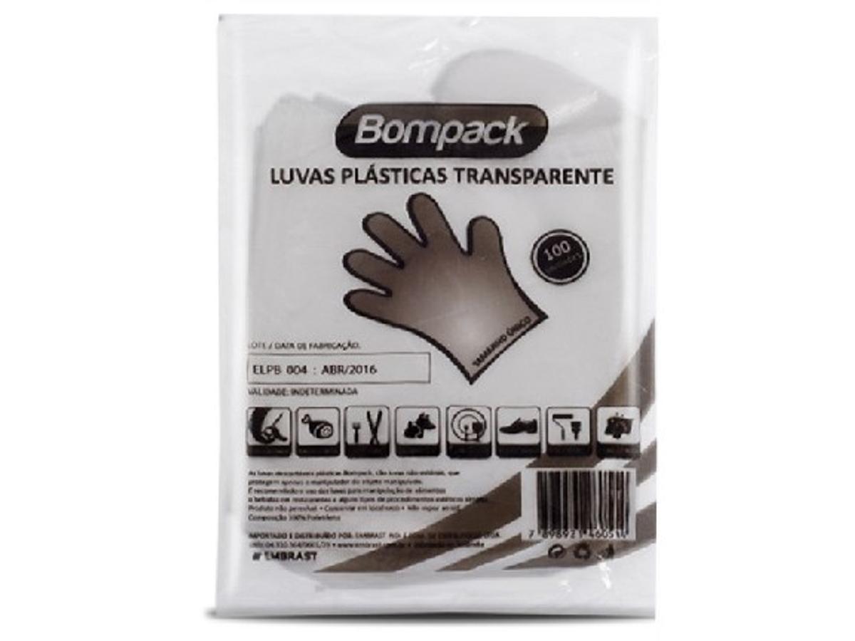 8088-LUVA PLÁSTICA TRANSPARENTE TAMANHO ÚNICO 1X100UN
