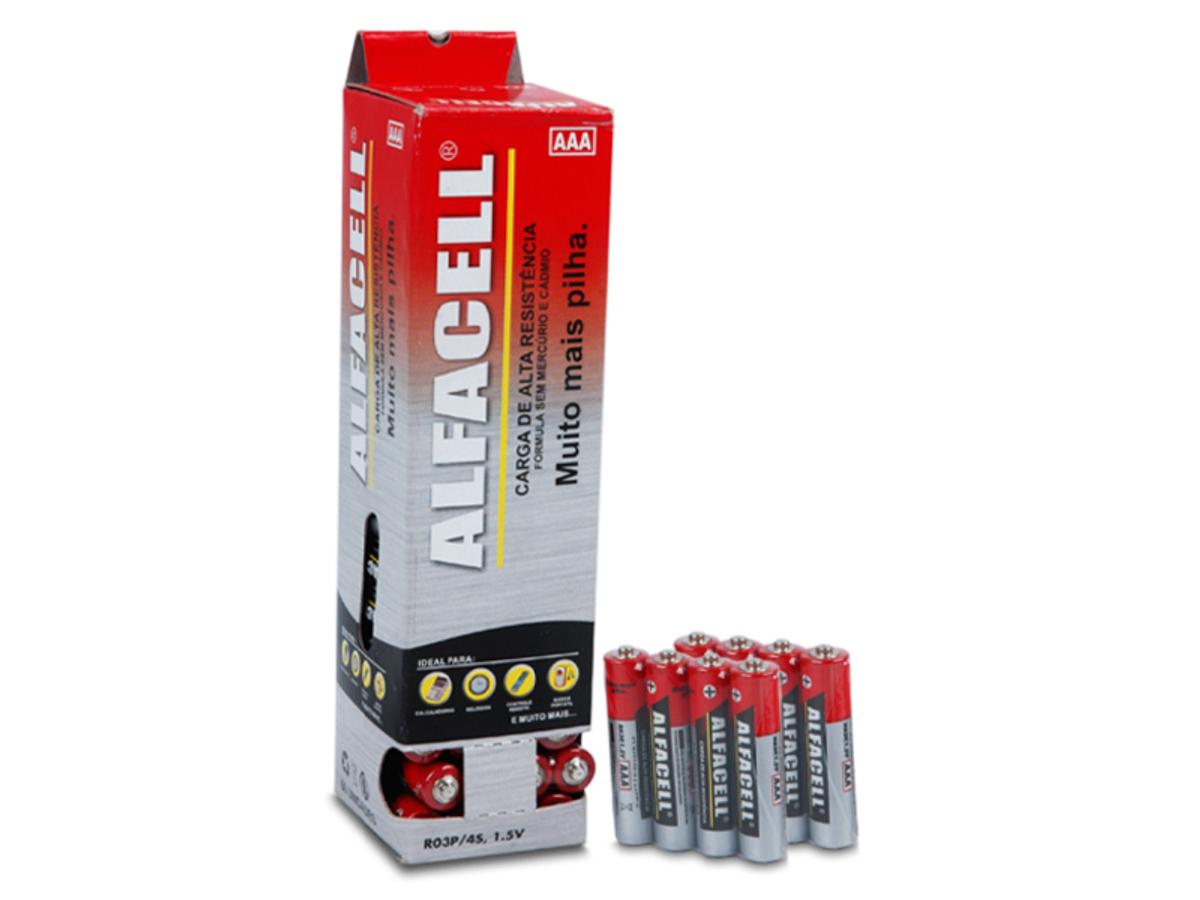 8957-PILHA ALFACELL COMUM PALITO AAA TUBO (VERMELH 1X15X04UN)